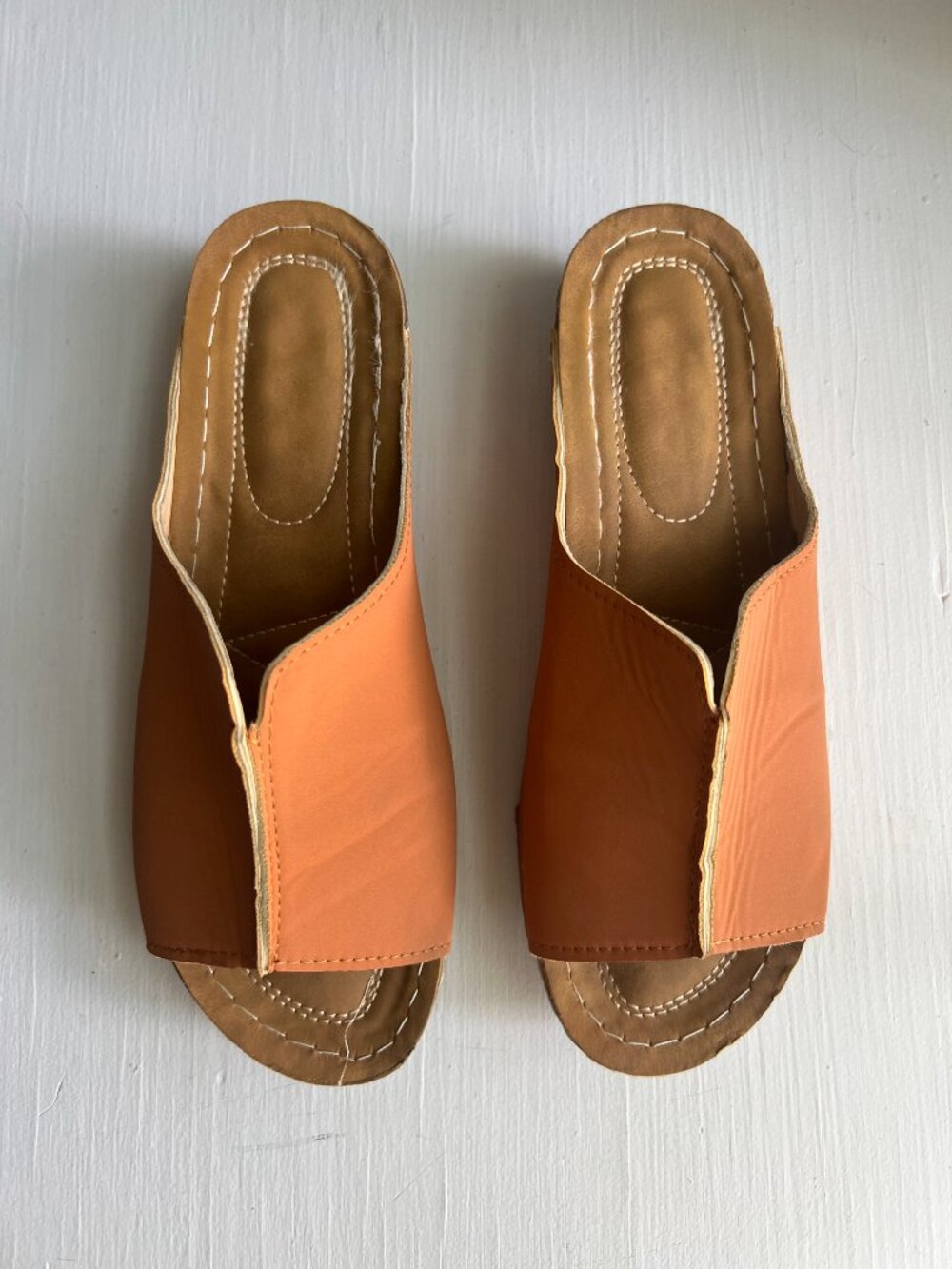 Womens Brown Sandals Open Toe Comfort Mule Slip On Shoes Size EU 40 US 9